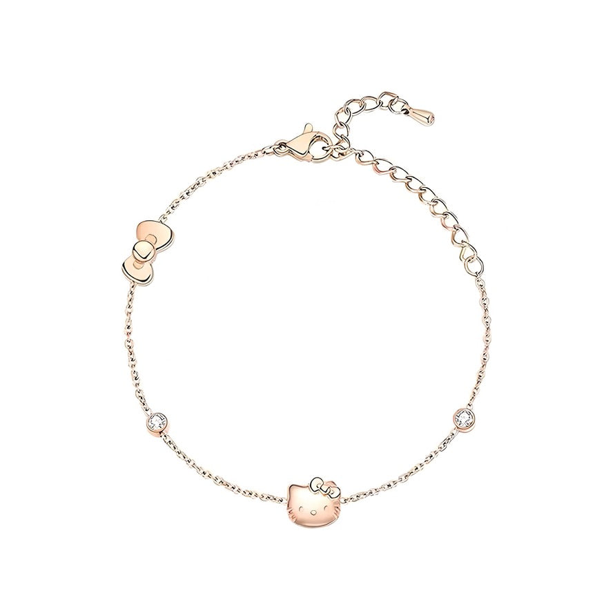 Hello Kitty 925 Sterling Silver Rose Gold Plated Bracelet