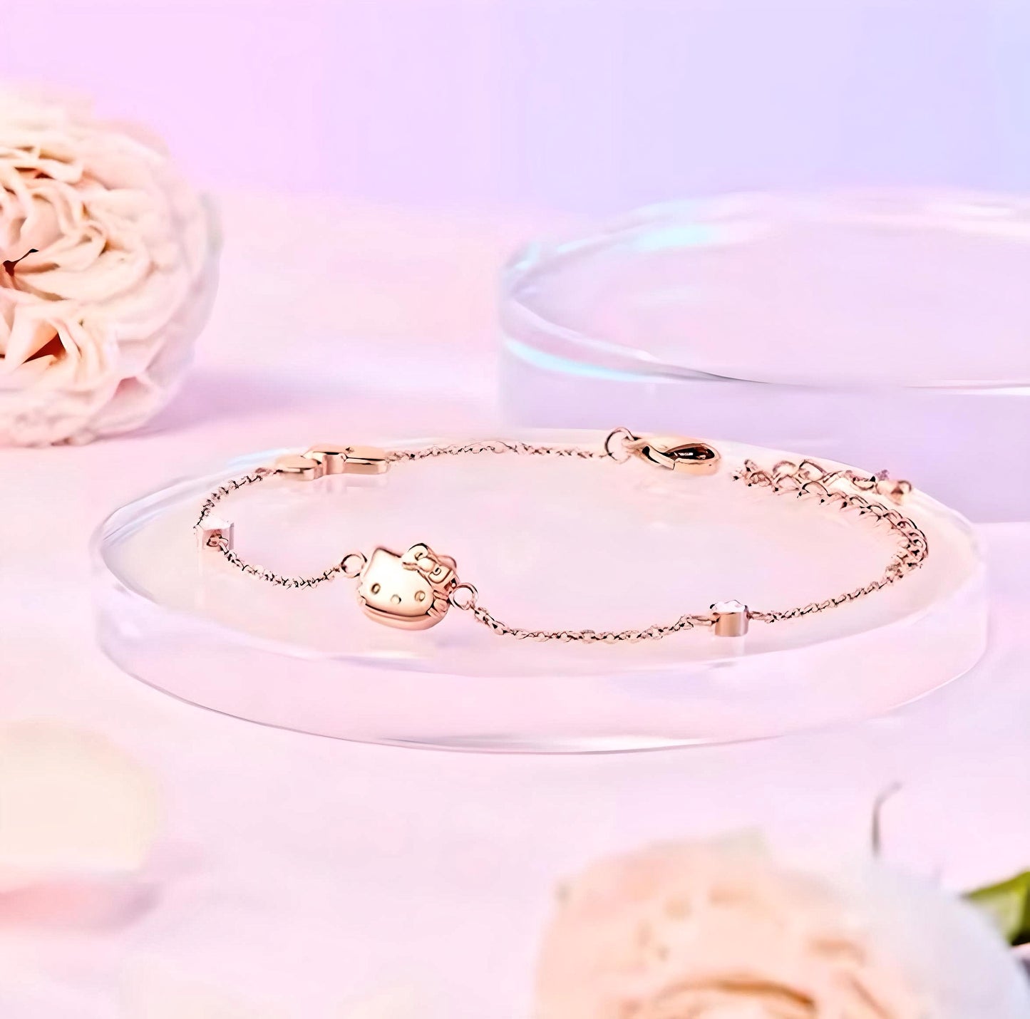 Hello Kitty 925 Sterling Silver Rose Gold Plated Bracelet